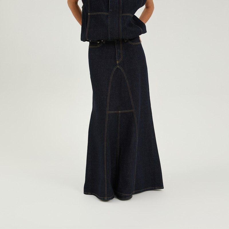 1989 Studio Flared Maxi Denim Skirt In Blue