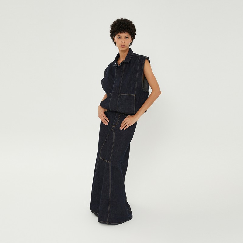 1989 Studio Flared Maxi Denim Skirt In Blue