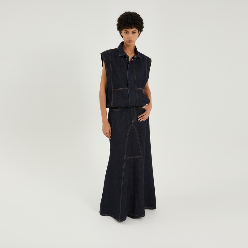 1989 Studio Flared Maxi Denim Skirt In Blue