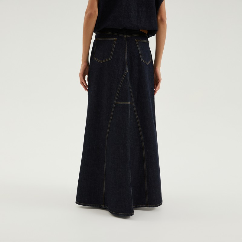 1989 Studio Flared Maxi Denim Skirt In Blue