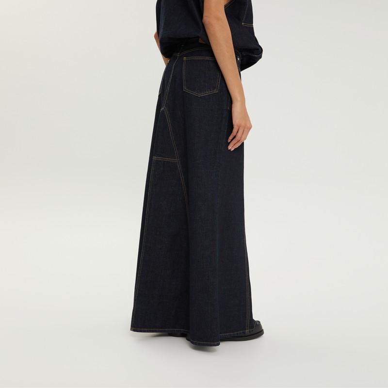 1989 Studio Flared Maxi Denim Skirt In Blue