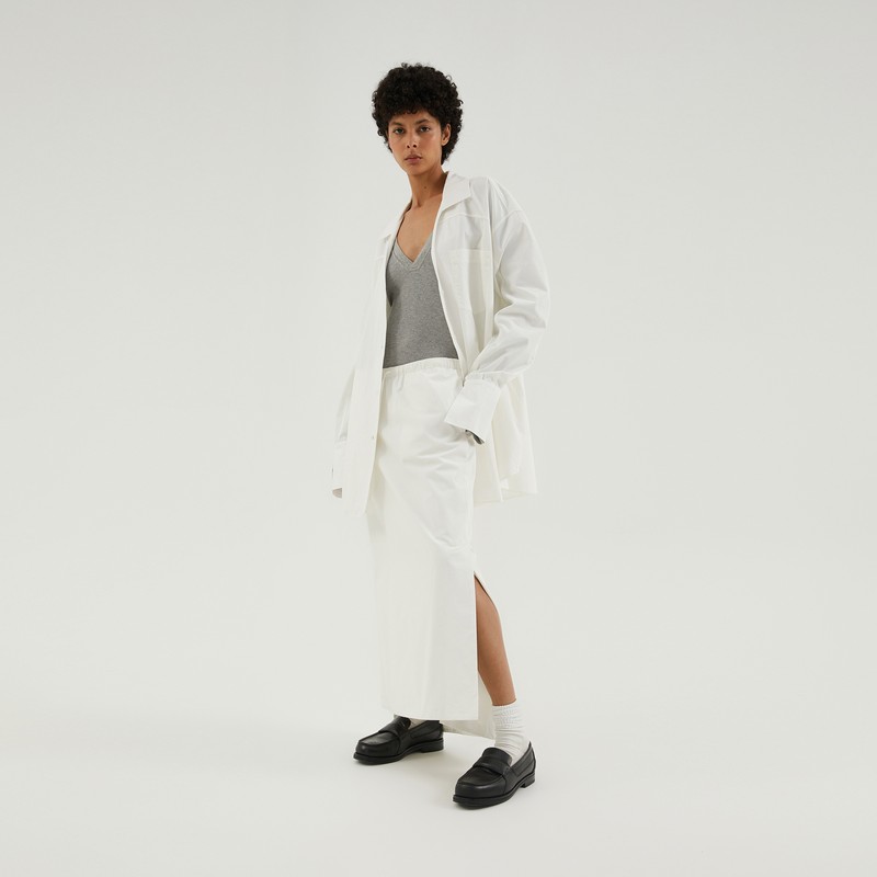 1989 Studio Long Asymmetric Skirt White In White