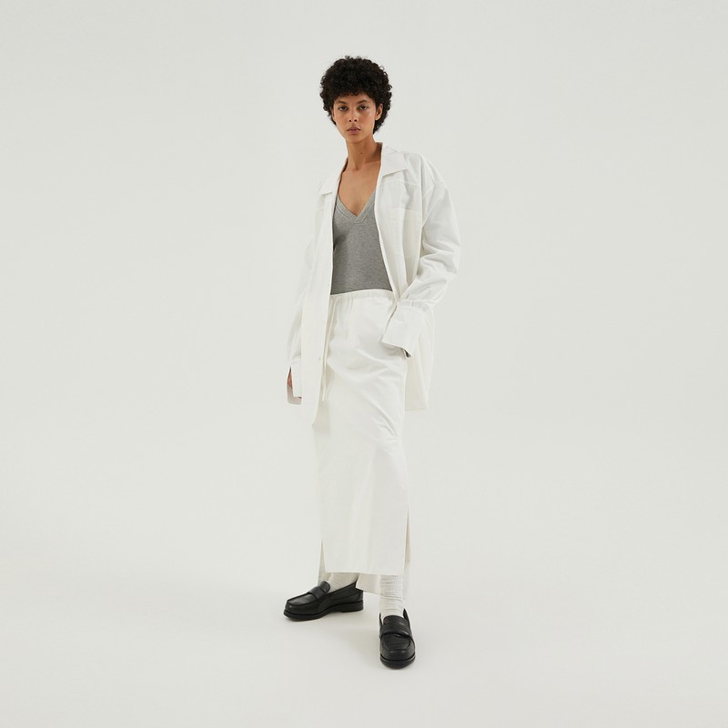 1989 Studio Long Asymmetric Skirt White In White