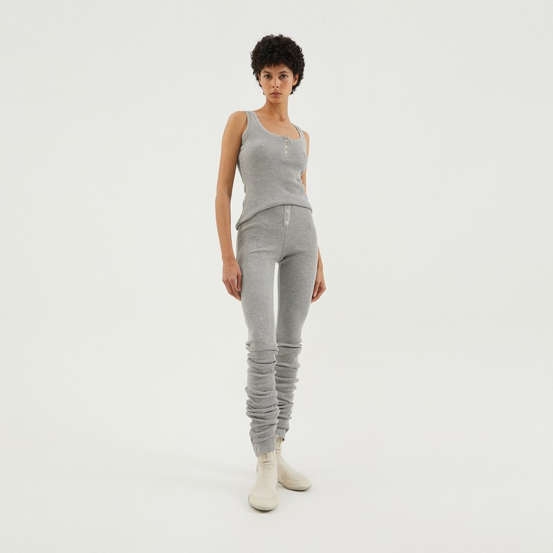 1989 Studio Tank Top Waffle Button Detail In Grey