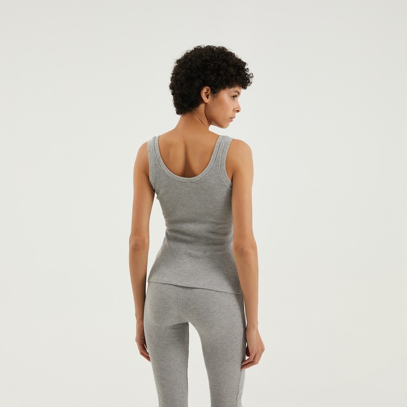 1989 Studio Tank Top Waffle Button Detail In Grey