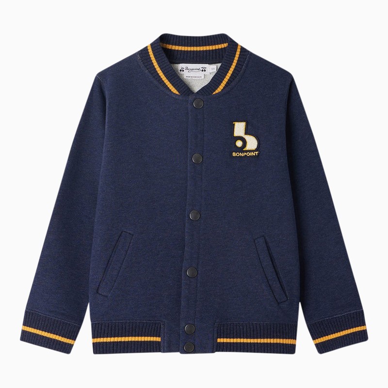 Shop Bonpoint Christopher Dark Blue Cotton Jacket