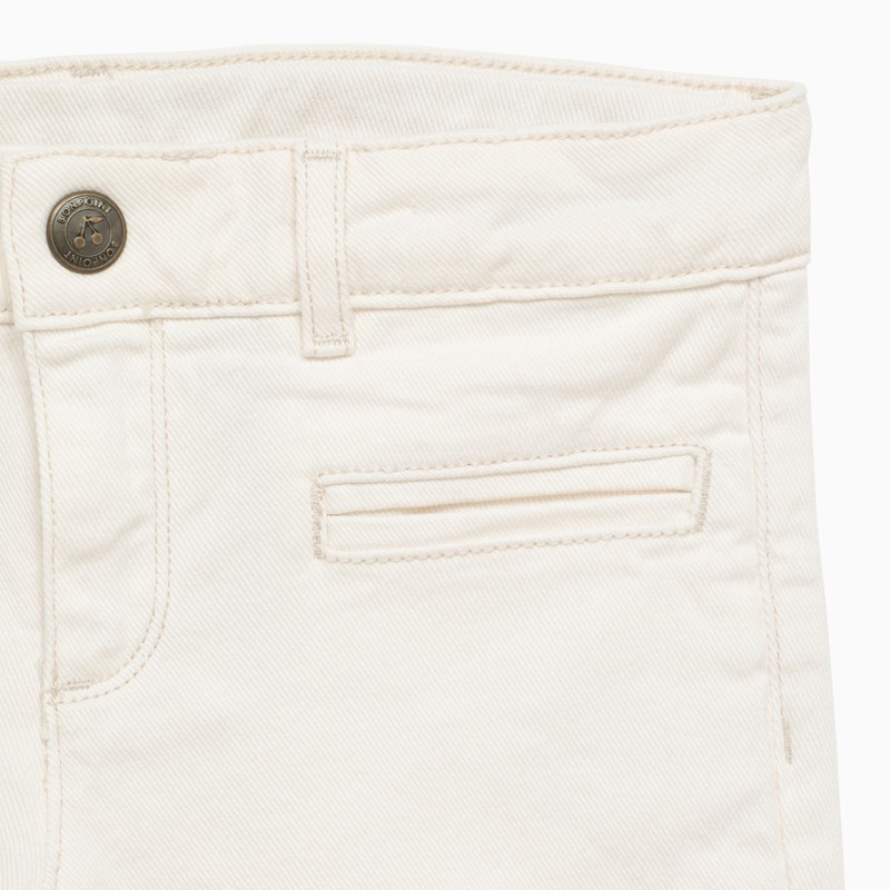 Shop Bonpoint White Flared Cotton Trousers