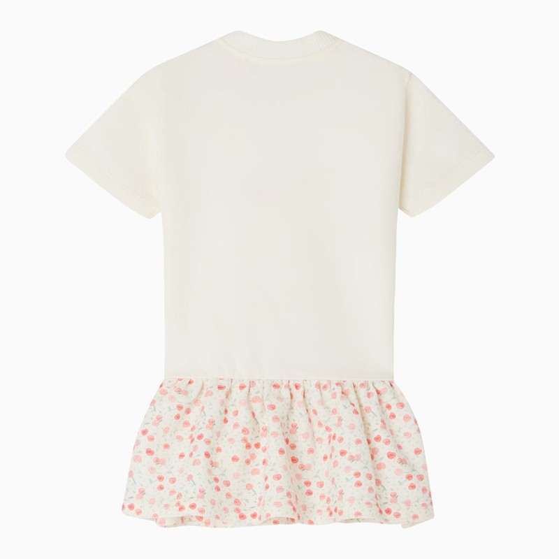 Bonpoint White Casual Dress For Girl With Cherries In White