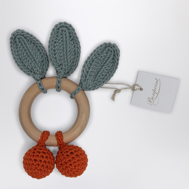 Bonpoint Orange Bi-coloured Crochet Rattle In Multicolor