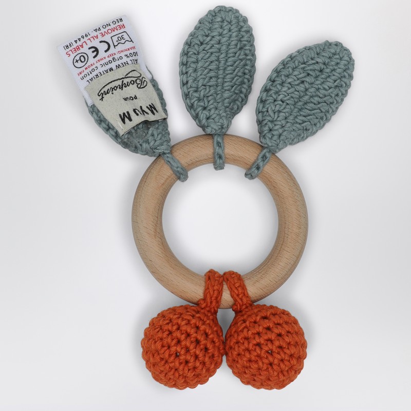 Bonpoint Orange Bi-coloured Crochet Rattle In Multicolor