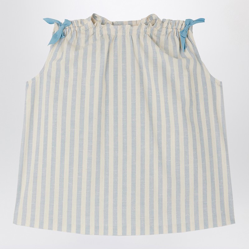 Elvia dress white/blue striped with bows