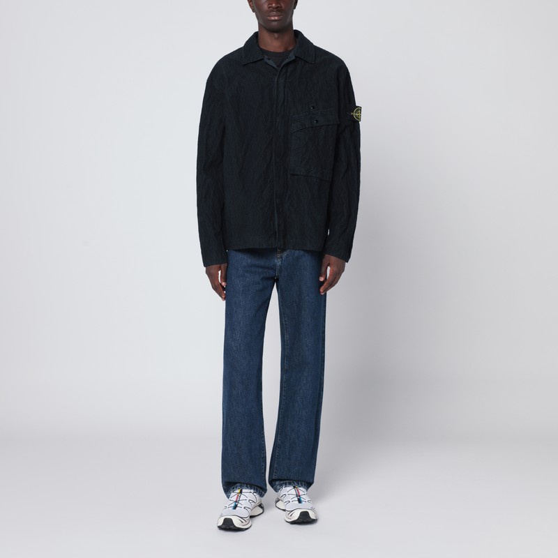 Stone Island Corduroy Overshirt Shirts Blue In Black
