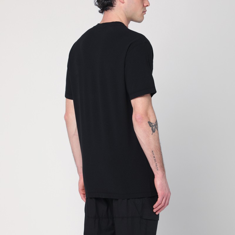 Stone Island Black T-shirt With Patch Logo In Black