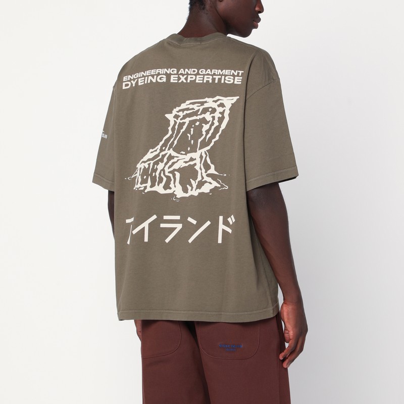 Stone Island Military Green T-shirt With Logo Print In Green