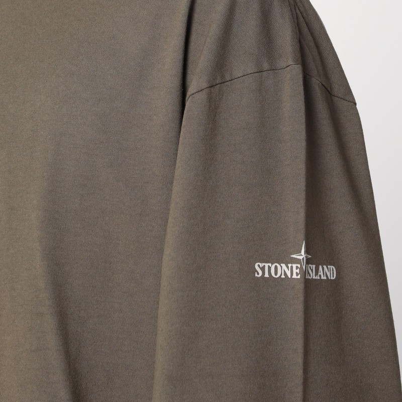 Stone Island Military Green T-shirt With Logo Print In Green
