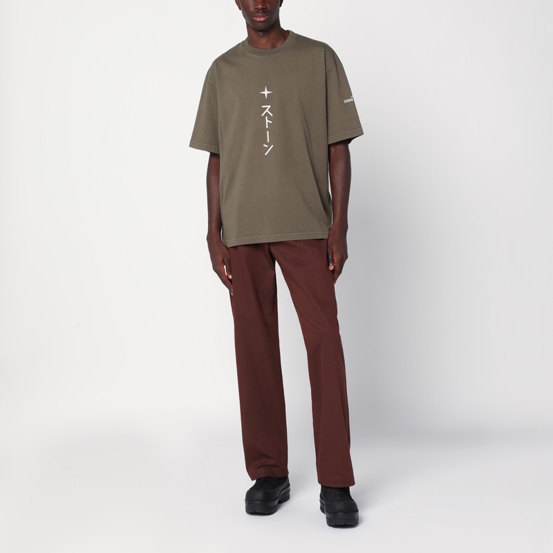 Stone Island Military Green T-shirt With Logo Print In Green
