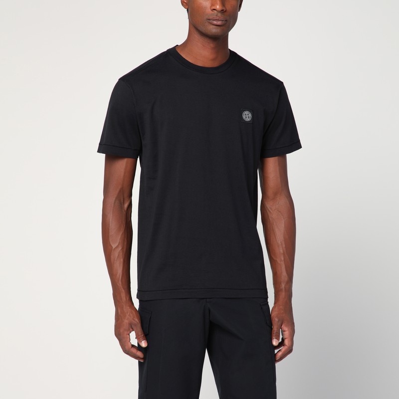 Black cotton T-shirt with logo patch