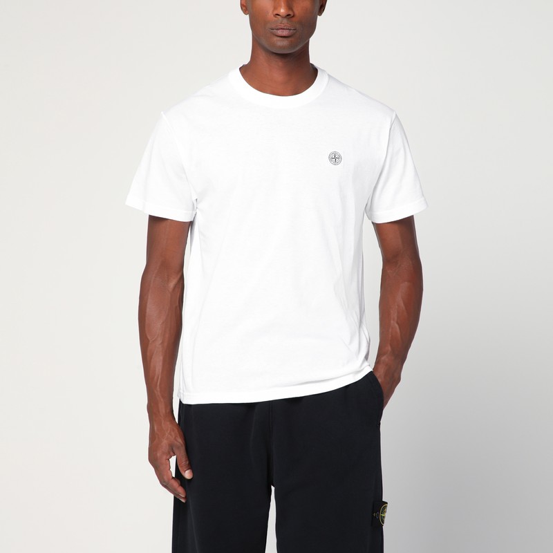 White cotton T-shirt with logo patch