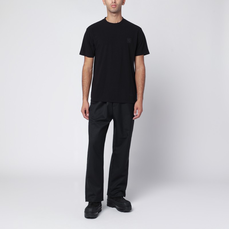 Stone Island Black Slim T-shirt With Logo Patch In Black