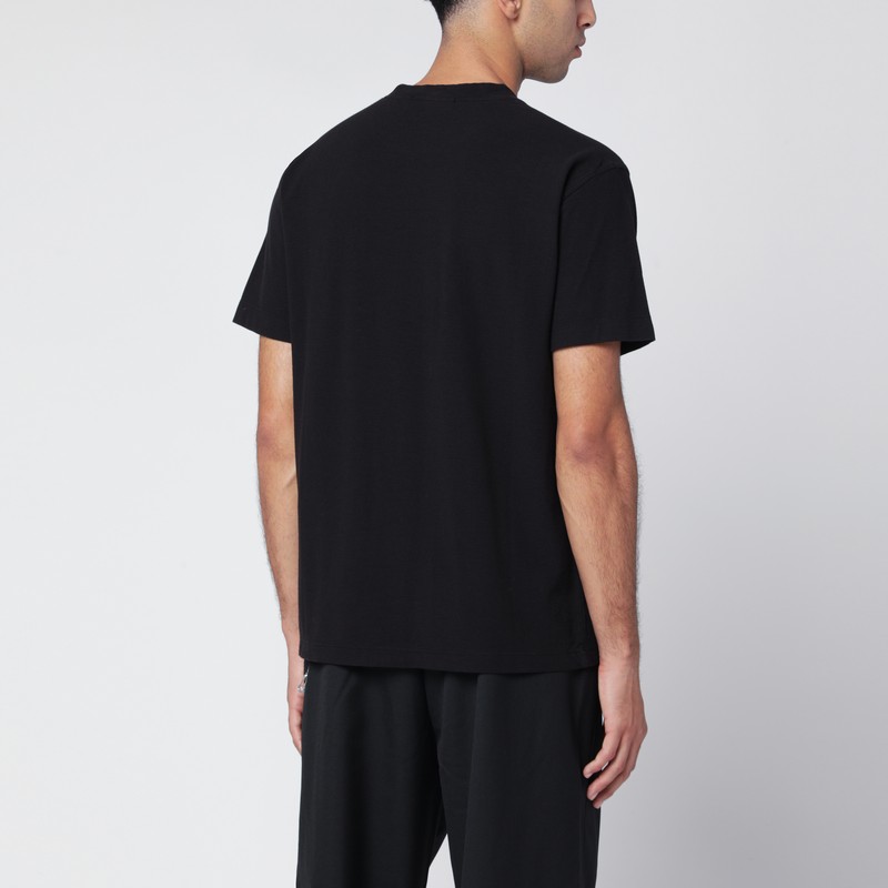 Stone Island Black Slim T-shirt With Logo Patch In Black