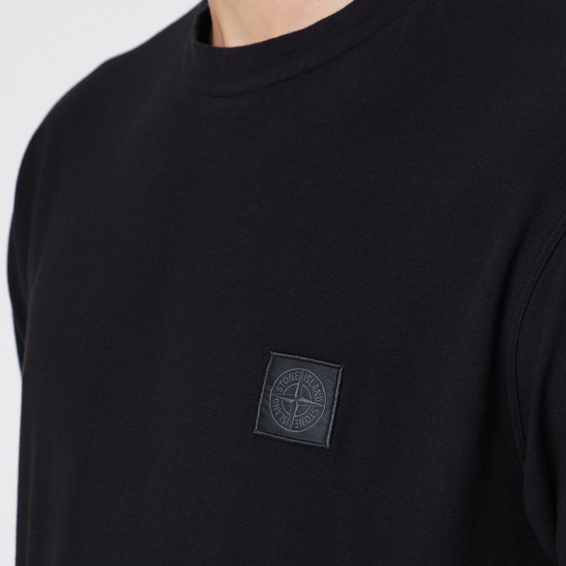 Stone Island Black Slim T-shirt With Logo Patch In Black