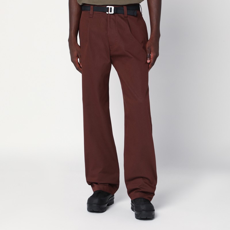 Tobacco-coloured cotton blend trousers