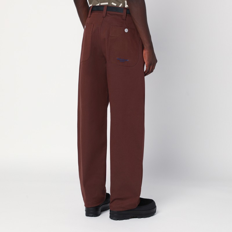 Stone Island Tobacco-coloured Cotton Blend Trousers In Brown