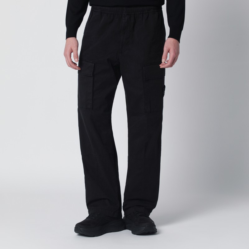 Black cotton-blend cargo trousers