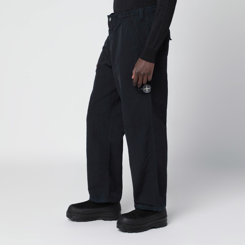 Stone Island Black Nylon Chino Trousers In Black