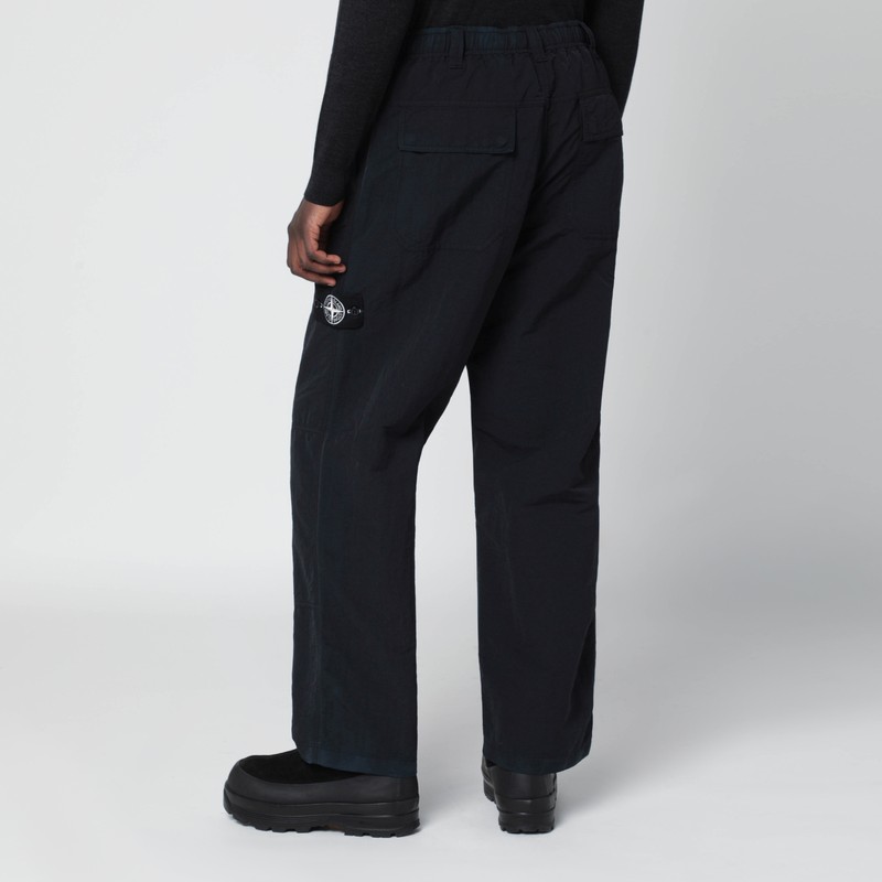 Stone Island Black Nylon Chino Trousers In Black