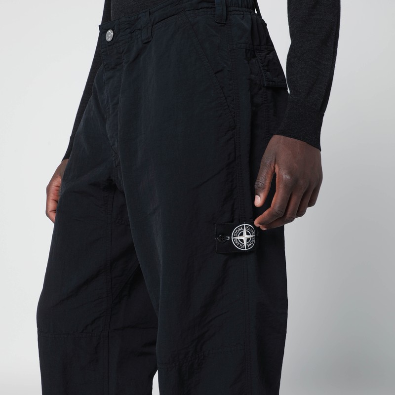 Stone Island Black Nylon Chino Trousers In Black