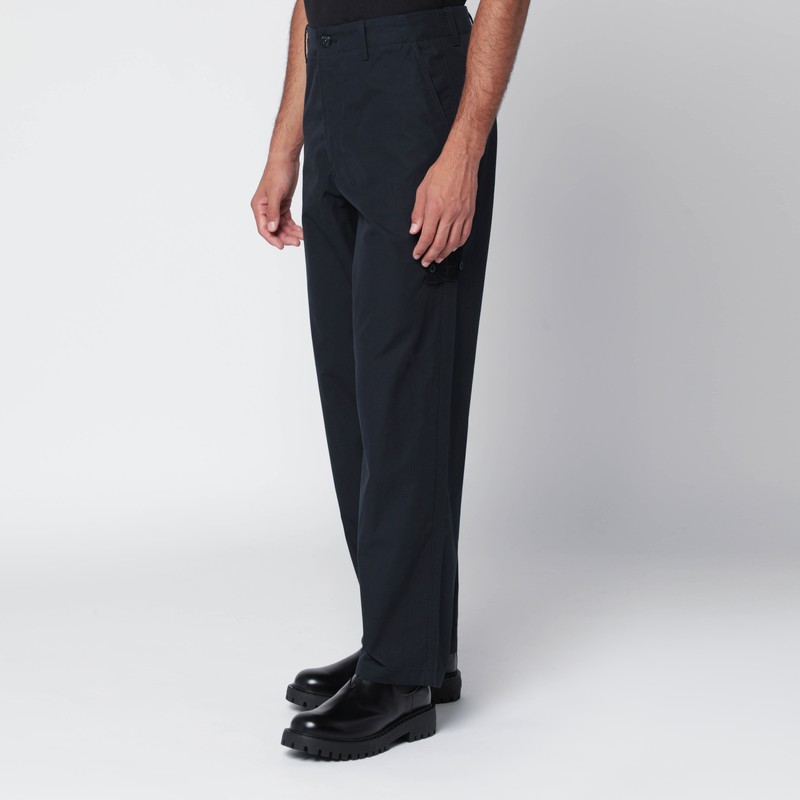Stone Island Navy Blue Cotton Trousers In Blue