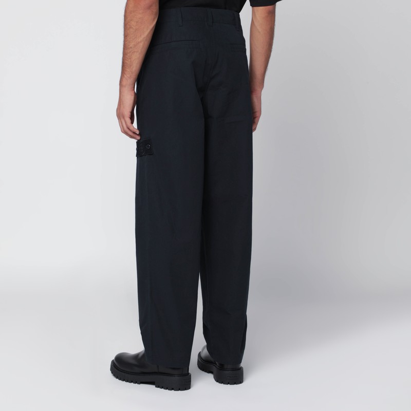 Stone Island Navy Blue Cotton Trousers In Blue