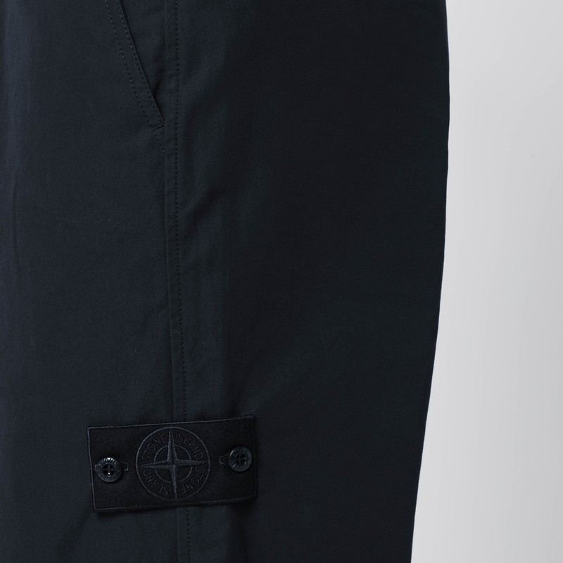 Stone Island Navy Blue Cotton Trousers In Blue