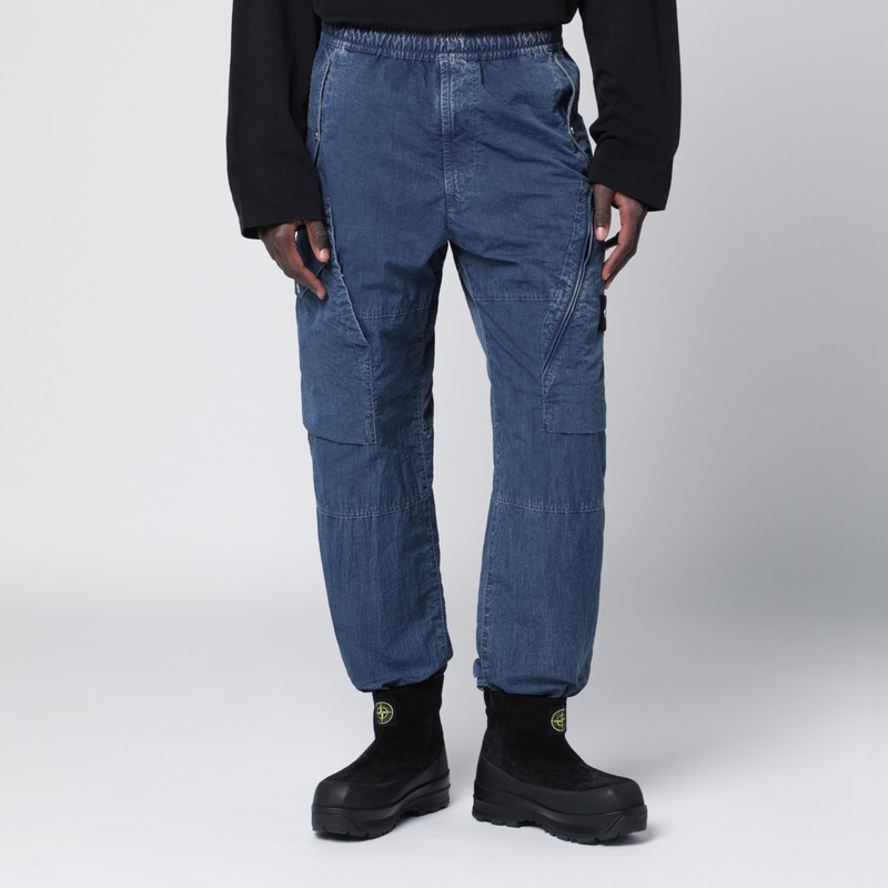 Indigo blue cargo trousers