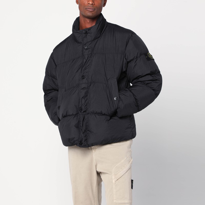 Stone Island Down Jacket In Lightweight Recycled Nylon Reps In Black