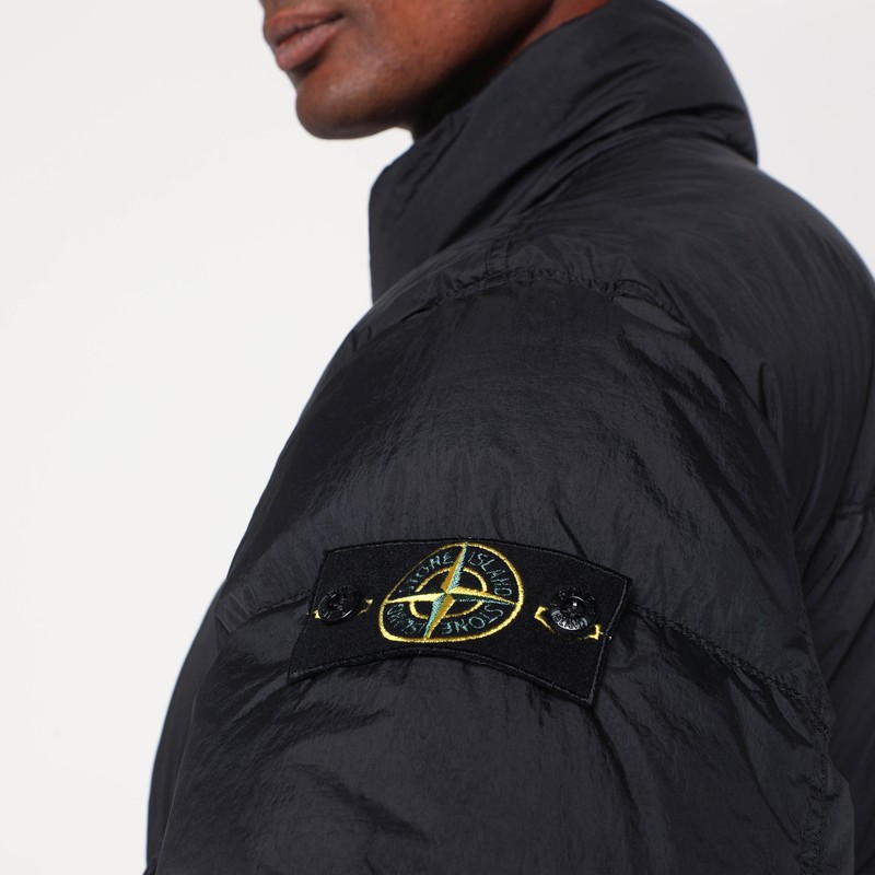 Stone Island Down Jacket In Lightweight Recycled Nylon Reps In Black