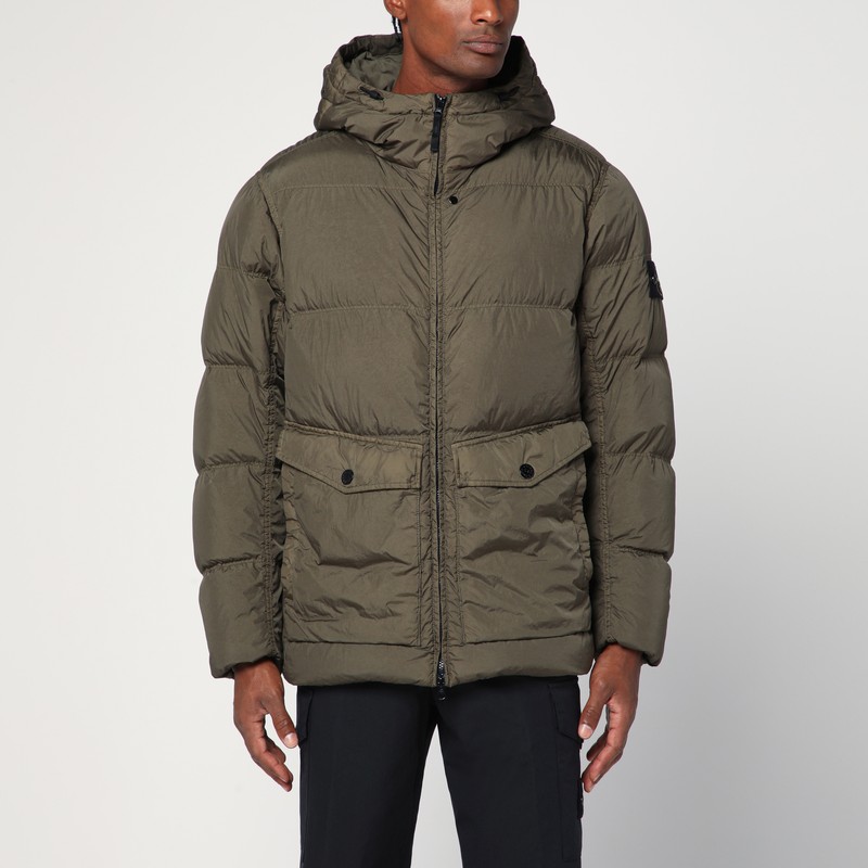 Military green nylon puffer