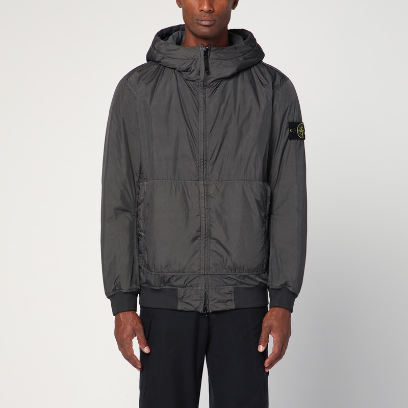 Dark grey zip-up nylon jacket