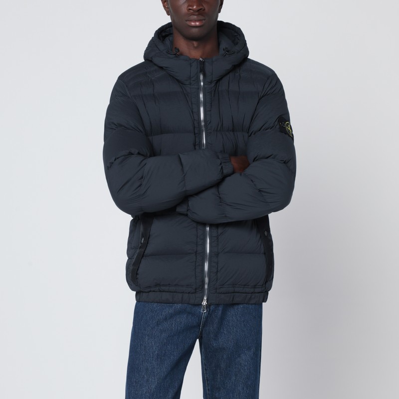 Navy blue hooded puffer jacket