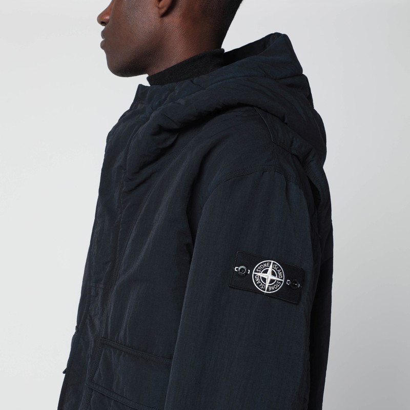 Stone Island Black Nylon Zip Jacket In Black