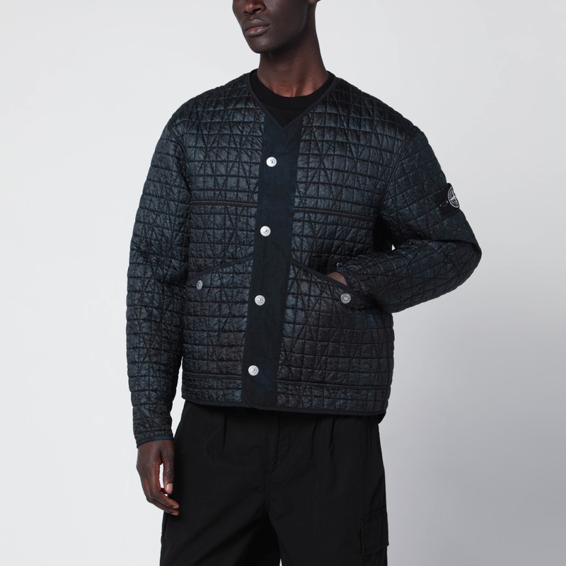Black and indigo blue quilted nylon jacket