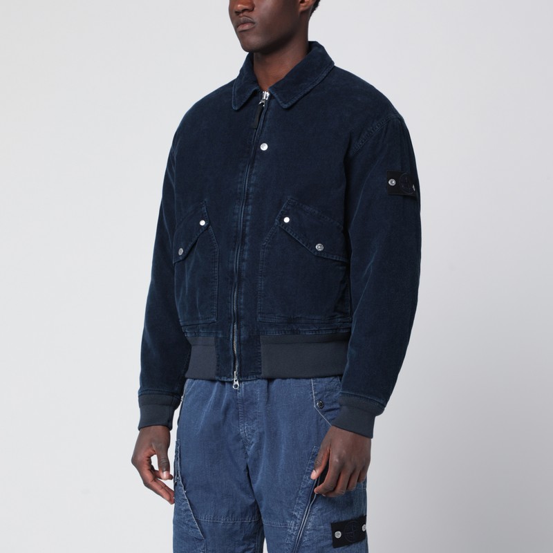 Indigo blue corduroy bomber jacket
