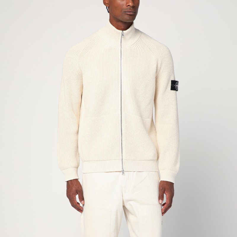 Ivory cotton zip-up cardigan