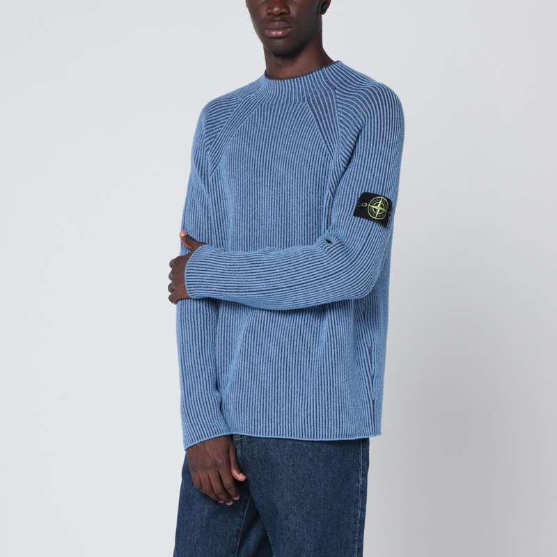 Light blue ribbed vanisé sweater