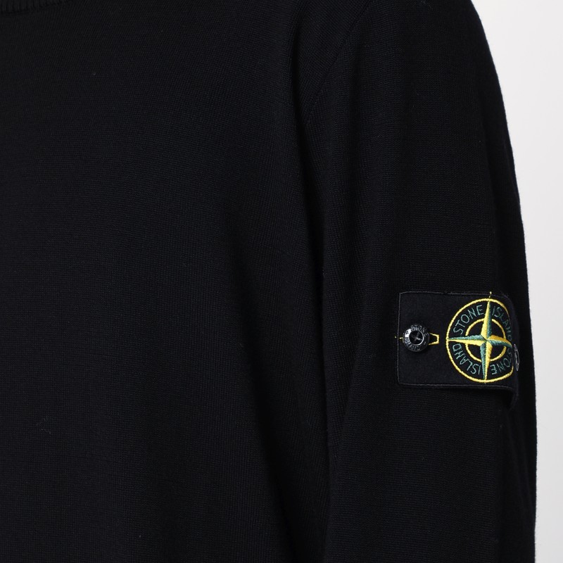 Stone Island Black Wool Turtleneck Sweater In Black