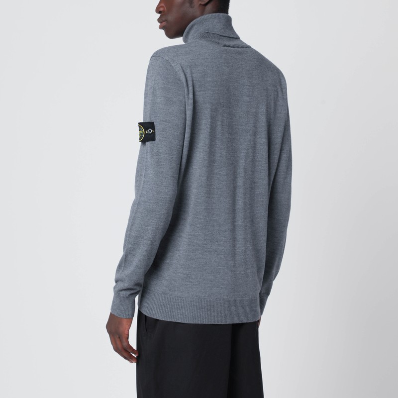 Stone Island Gray Wool Turtleneck Sweater In Blue