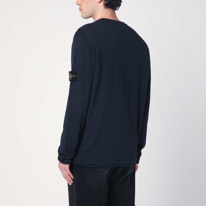 Stone Island Navy Blue Cotton-blend T-shirt In Blue