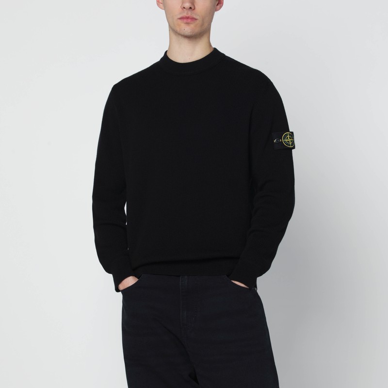 Black cotton crew-neck sweater