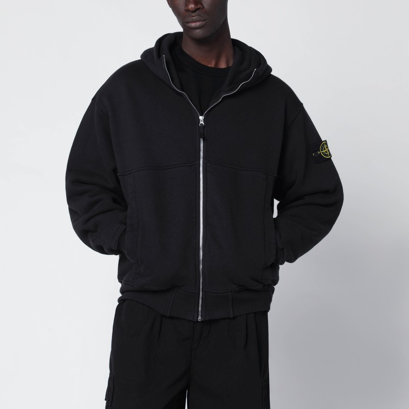 Black cotton zip sweatshirt